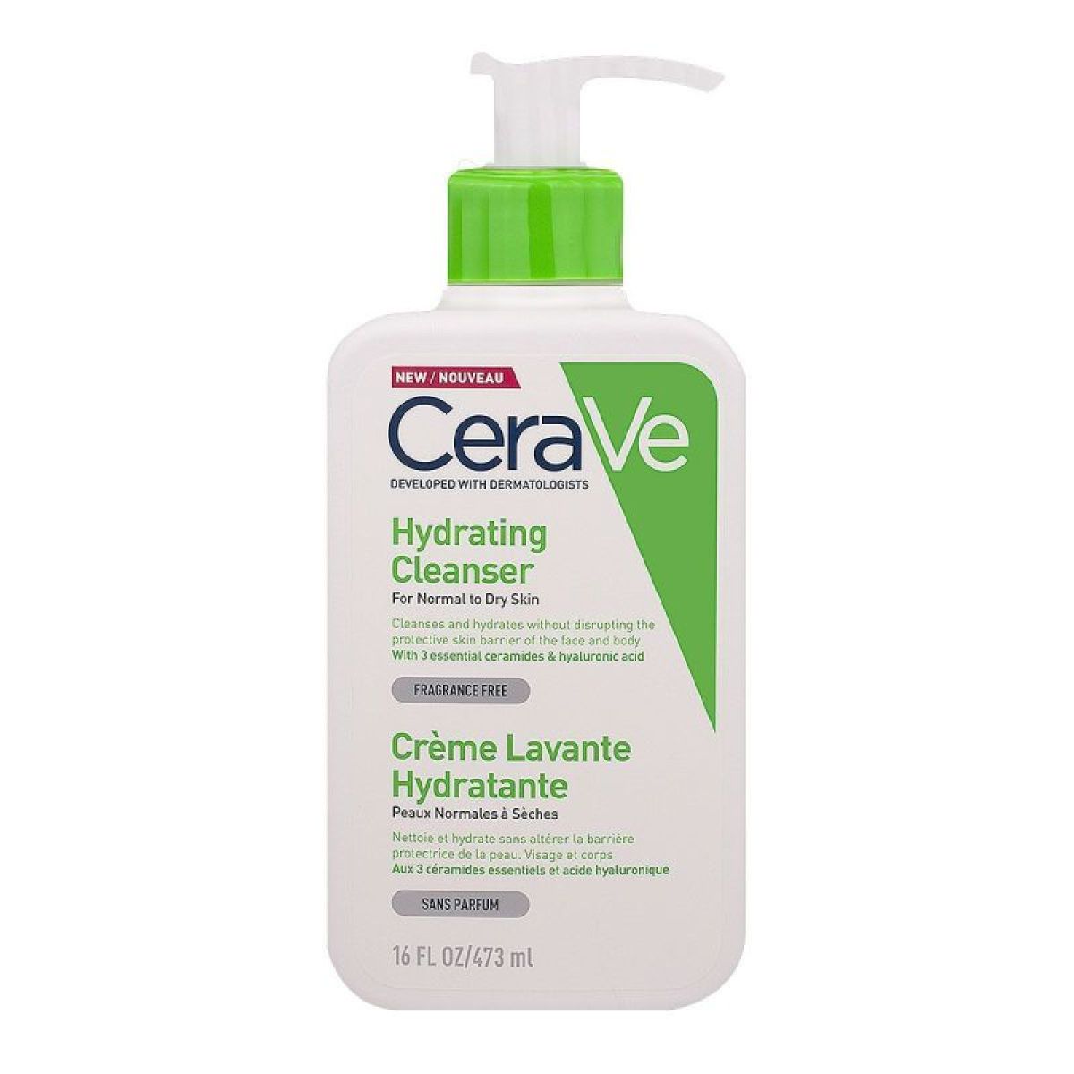 Cerave Crème Lavante Hydratante 473M visage corps peau normale sèche