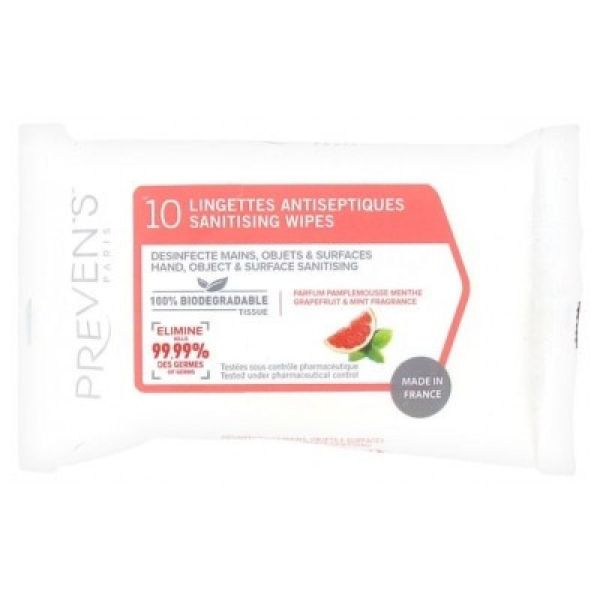 Lingettes Antiseptiques Prevens Pamplemousse 10