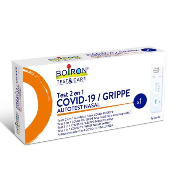 Boiron Test&Care Autotest Nasal Test 2 en 1 Covid-19 et Grippe