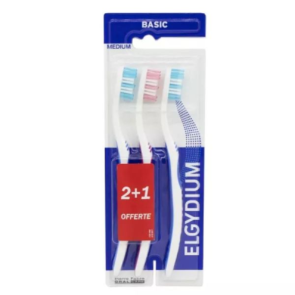 Elgydium Brosse à Dents Basic Medium Trio