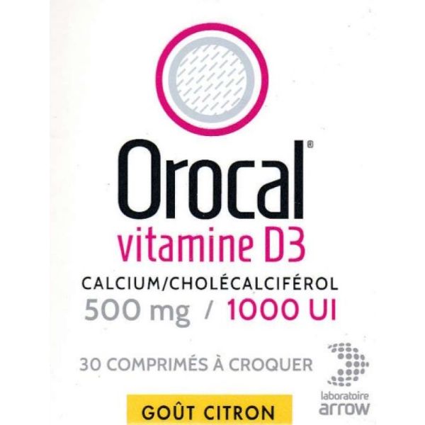 Orocal Vit D3 500Mg/1000Ui Comprimés à Croquer 30