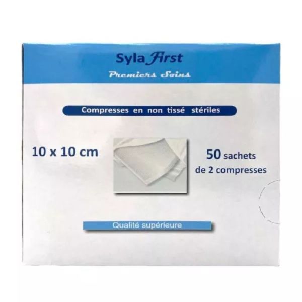 Sylamed Compresses Stériles Non Tissées 10x10cm x50 Sachets/2